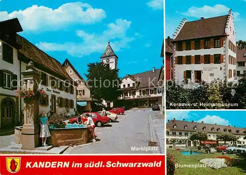 AK / Ansichtskarte Kandern Marktplatz Brunnen Keramikmuseum Blumenplatz Kat. Kandern