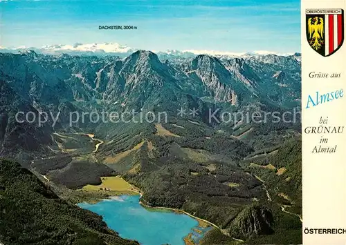 AK / Ansichtskarte Almsee Alpenpanorama Fliegeraufnahme Kat. Gruenau im Almtal Salzkammergut