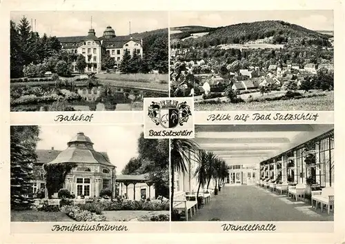 Bad Salzschlirf Gesamtansicht Badehof Bonifatiusbrunnen Wandelhalle Wappen Kat. Bad Salzschlirf
