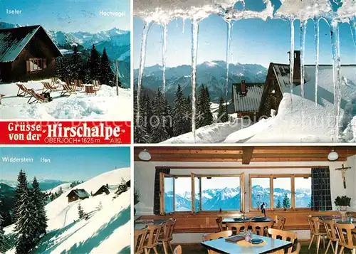 Hindelang Hirschalpe Berggaststaette Allgaeuer Alpen Eiszapfen Winterpanorama Kat. Bad Hindelang