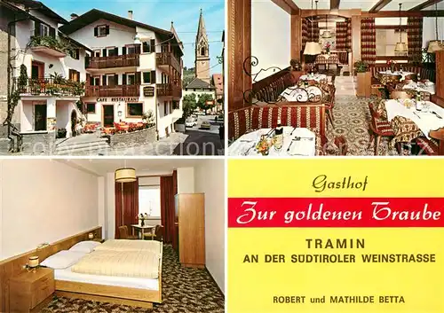 Tramin Weinstrasse  Gasthof Zur goldenen Traube Blick zur Kirche