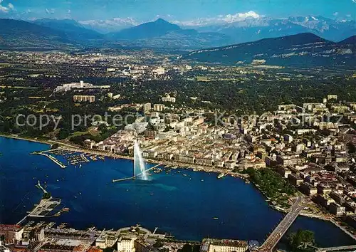 Geneve GE La Ville et le Mont Blanc Alpes vue aerienne Kat. Geneve