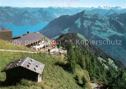 Stans NW Stanserhorn Berggaststaette Vierwaldstaettersee Alpenpanorama