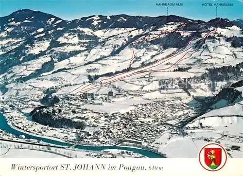 St Johann Pongau Wintersportplatz Alpen Fliegeraufnahme Kat. 