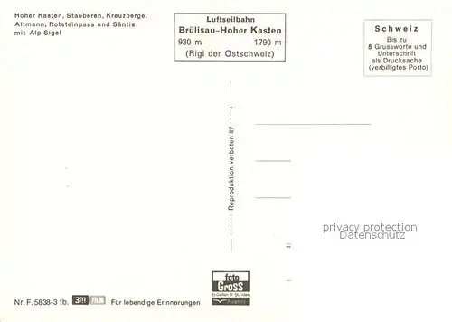 Hoher Kasten Stauberen Kreuzberge Altmann Rotsteinpass Saentis Alp Sigel  Kat. Appenzeller Alpen