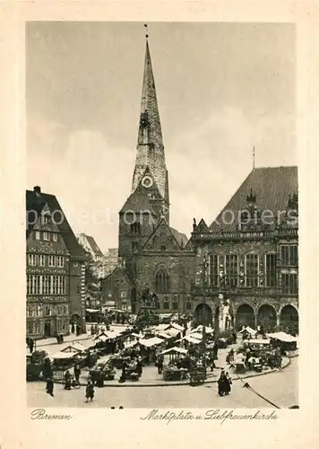 Bremen Marktplatz mit Liebfrauenkirche Kat. Bremen