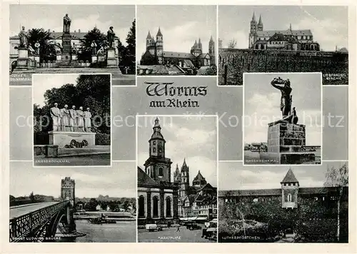 Worms Rhein Luther Denkmal Dom Liebfrauenkirche Kriegerdenkmal Ernst Ludwig Bruecke Marktplatz Lutherpfoertchen Hagen Denkmal Kat. Worms