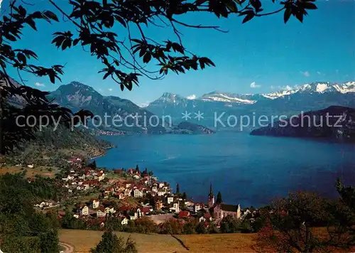AK / Ansichtskarte Weggis Vierwaldstaettersee Seepartie mit Bergen