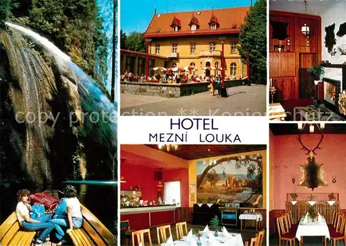 AK / Ansichtskarte Hrensko Hotel Mezni Louka Wasserfall Kat. Herrnskretschen
