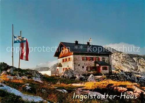 AK / Ansichtskarte Weissbach Lofer Ingolstaedter Haus am Steinernen Meer Berghuette Fahnen Kat. Weissbach bei Lofer