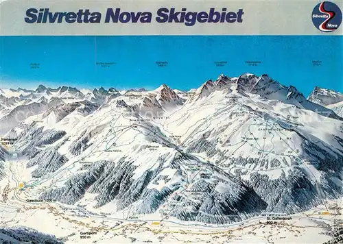 AK / Ansichtskarte Gaschurn Vorarlberg uebersichtkarte Silvretta Nova Skigebiet im Montafon Kat. Gaschurn