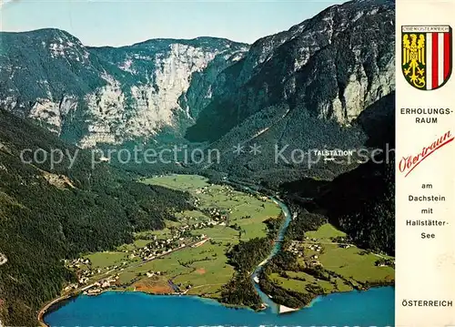 AK / Ansichtskarte Obertraun Dachsteingebirge mit Hallstaettersee Fliegeraufnahme Kat. Obertraun