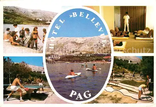 AK / Ansichtskarte Pag Hotel Bellevue Strand Tischtennis Minigolf Kanufahren Kat. Kroatien