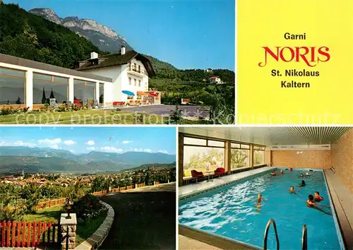 AK / Ansichtskarte St Nikolaus Kaltern Garni Hotel Hallenbad Landschaftspanorama Alpen