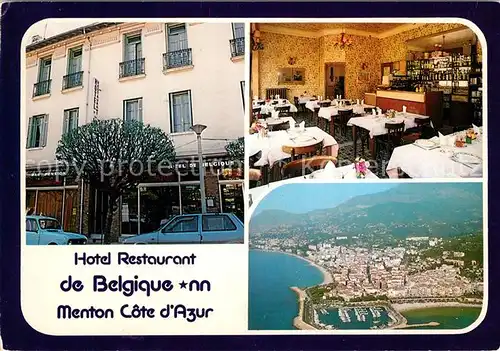 AK / Ansichtskarte Menton Alpes Maritimes Hotel Restaurant de Belgique Port Cote d Azur vue aerienne Kat. Menton