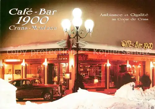 AK / Ansichtskarte Crans Montana Cafe Bar 1900 Winterpanorama Kat. Crans Montana