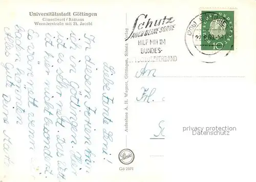 AK / Ansichtskarte Goettingen Niedersachsen Gaenseliesel Rathaus Weenderstr mit St Jacobi Kat. Goettingen