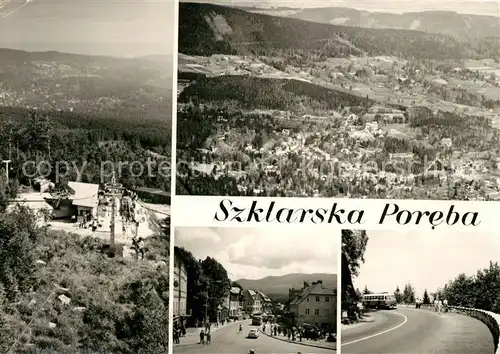 AK / Ansichtskarte Szklarska Poreba Schreiberhau Seilbahn Panorama Strassenpartie