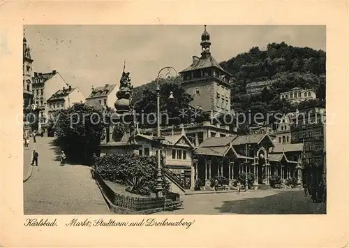 AK / Ansichtskarte Karlsbad Karlsruhe Fliegeraufnahme Markt Stadtturm Dreikreuzberg Kat. Karlsbad