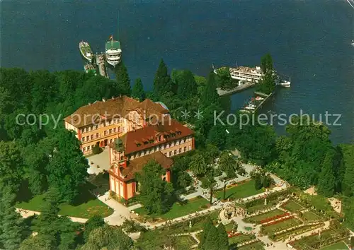 AK / Ansichtskarte Insel Mainau Schloss Kirche Schlossterrasse Rosengarten Fliegeraufnahme Kat. Konstanz Bodensee