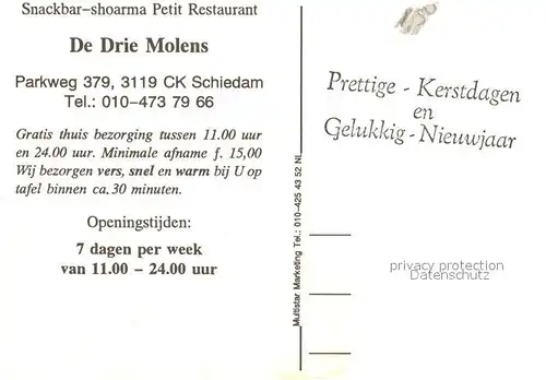 AK / Ansichtskarte Schiedam Snackbar Restaurant De Drie Molens Kat. Schiedam