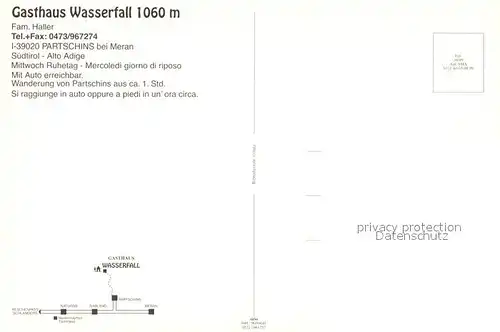 AK / Ansichtskarte Partschins Merano Suedtirol Gasthaus Wasserfall Alpenpanorama Fliegeraufnahme Kat. Merano