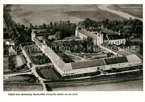 AK / Ansichtskarte Corvey Schloss und ehemalige Reichsabtei Fliegeraufnahme Kat. Hoexter