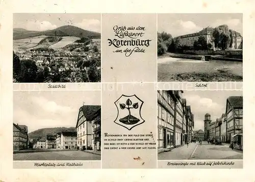 AK / Ansichtskarte Rotenburg Fulda Stadtbild Schloss Marktplatz Rathaus Breitenstrasse mit Jakobikirche Kat. Rotenburg a.d. Fulda