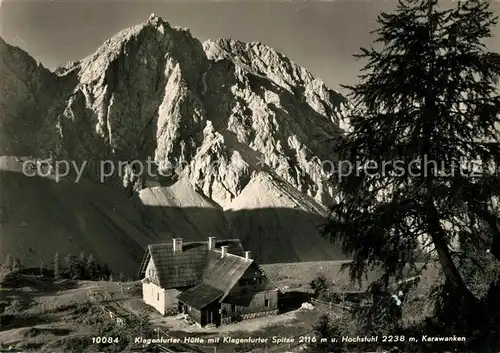 AK / Ansichtskarte Klagenfurt Woerthersee Klagenfurter Huette mit Klagenfurter Spitze Hochstuhl und Karawanken