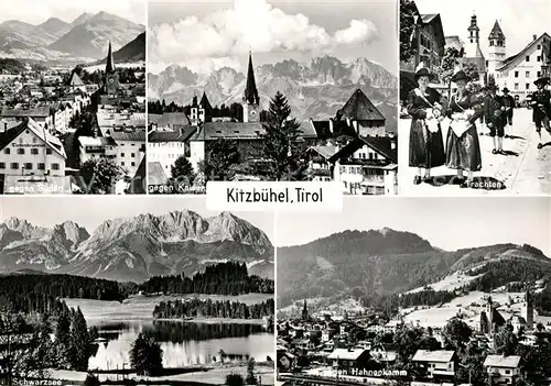 AK / Ansichtskarte Kitzbuehel Tirol Teilansichten Trachten Schwarzsee Hahnenkamm Kat. Kitzbuehel