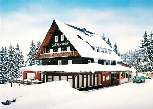 AK / Ansichtskarte Saig Schwarzwald Cafe Alpenblick Pension Gaestehaus Wahlhalde Winterlandschaft Kat. Lenzkirch