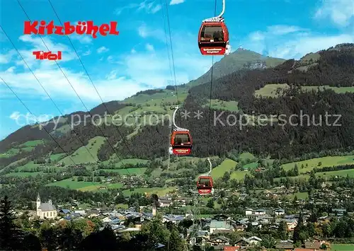 AK / Ansichtskarte Kitzbuehel Tirol mit Kitzbueheler Horn Bergbahn Neue Hahnenkammbahn Kat. Kitzbuehel