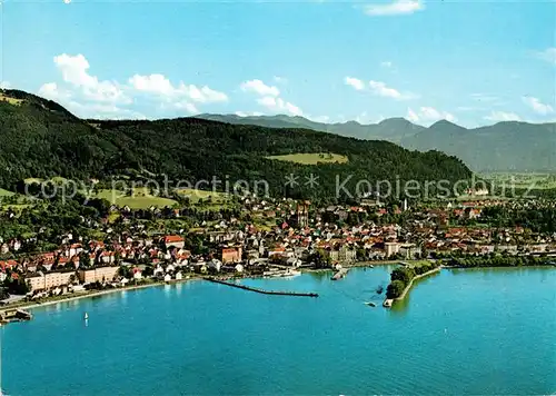 AK / Ansichtskarte Bregenz Vorarlberg Bodensee Hafen Alpen Fliegeraufnahme Kat. Bregenz