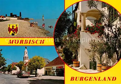 AK / Ansichtskarte Moerbisch See Festspielbuehne Heimathaus Hauptstrasse katholische Pfarrkirche Kat. Moerbisch am See