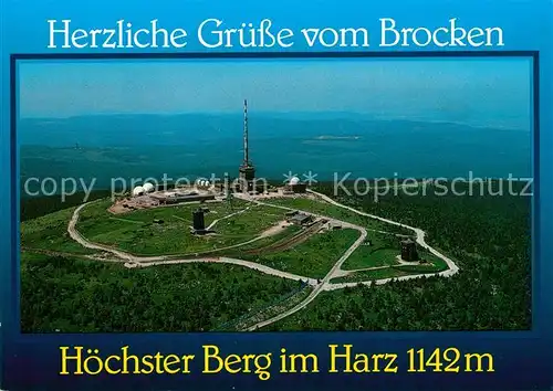 AK / Ansichtskarte Harz Region Brocken Fliegeraufnahme