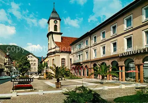Wildbad Schwarzwald Kurplatz mit Badhotel und ev Stadtkirche Kat. Bad Wildbad