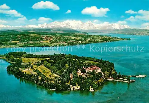 Insel Mainau mit Alpenkette Fliegeraufnahme Kat. Konstanz Bodensee