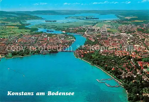 Konstanz Bodensee Rhein Untersee Insel Reichenau Fliegeraufnahme Kat. Konstanz