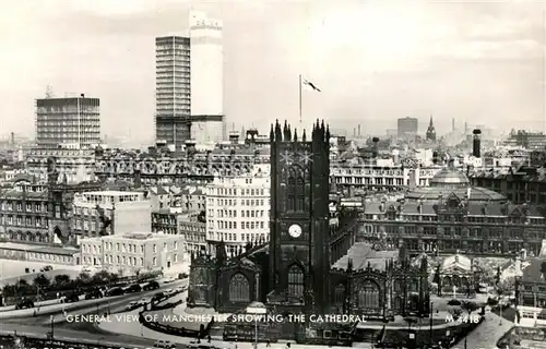 Manchester General view Showing the Cathedral Kat. Manchester