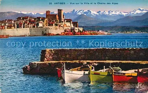 Antibes Alpes Maritimes Vue sur la Ville et la Chaine des Alpes Kat. Antibes