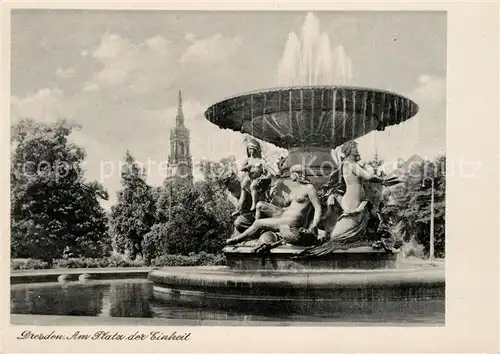 Dresden Platz der Einheit Brunnen Kat. Dresden Elbe