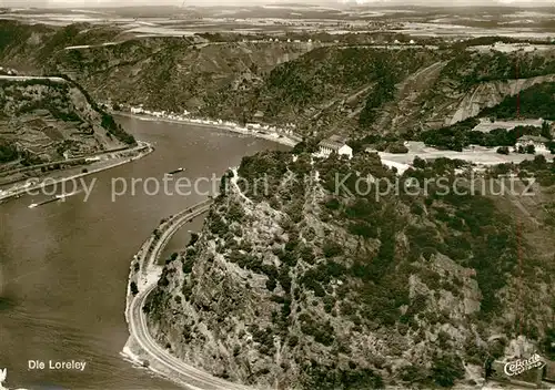 Lorelei Loreley Fliegeraufnahme Kat. Sankt Goarshausen