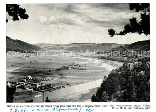 Bodenwerder Weserbogen Ruehle Panorama vom Hopfenberg Kat. Bodenwerder