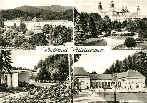 AK / Ansichtskarte Bad Wildungen Badehotel Sanatorium Fuerstenhof Konzertpavillon Georg Viktor Quelle Kat. Bad Wildungen