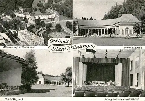 AK / Ansichtskarte Bad Wildungen Hotel Fuerstenhof Badehotel Kurpark Wandelhalle Konzertsaal Theatersaal Kat. Bad Wildungen