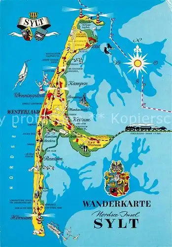 AK / Ansichtskarte Insel Sylt Wanderkarte Kat. Westerland