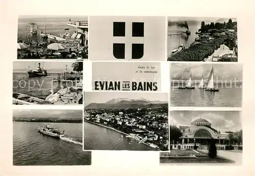 AK / Ansichtskarte Evian les Bains Haute Savoie Schiffe Fliegeraufnahme Kat. Evian les Bains