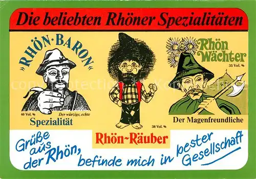 AK / Ansichtskarte Niederkalbach Rhoen Spirituosen Vertrieb Rhoen Baron Rhoen Waechter Rhoen Raeuber Kat. Kalbach