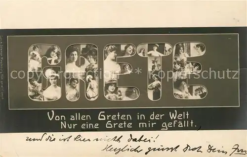 AK / Ansichtskarte Namenskarte Namenstag Grete Frauen Spruch