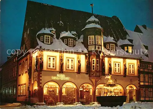 AK / Ansichtskarte Goslar Hotel Kaiserwerth Winteraufnahme Brunnen Kat. Goslar